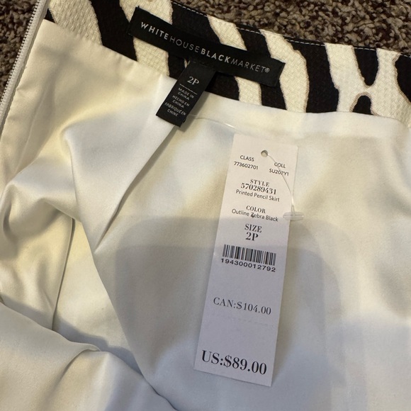 White House Black Market Zebra Print Women's Skirt zipper size 2P, NWTS - Picture 10 of 13